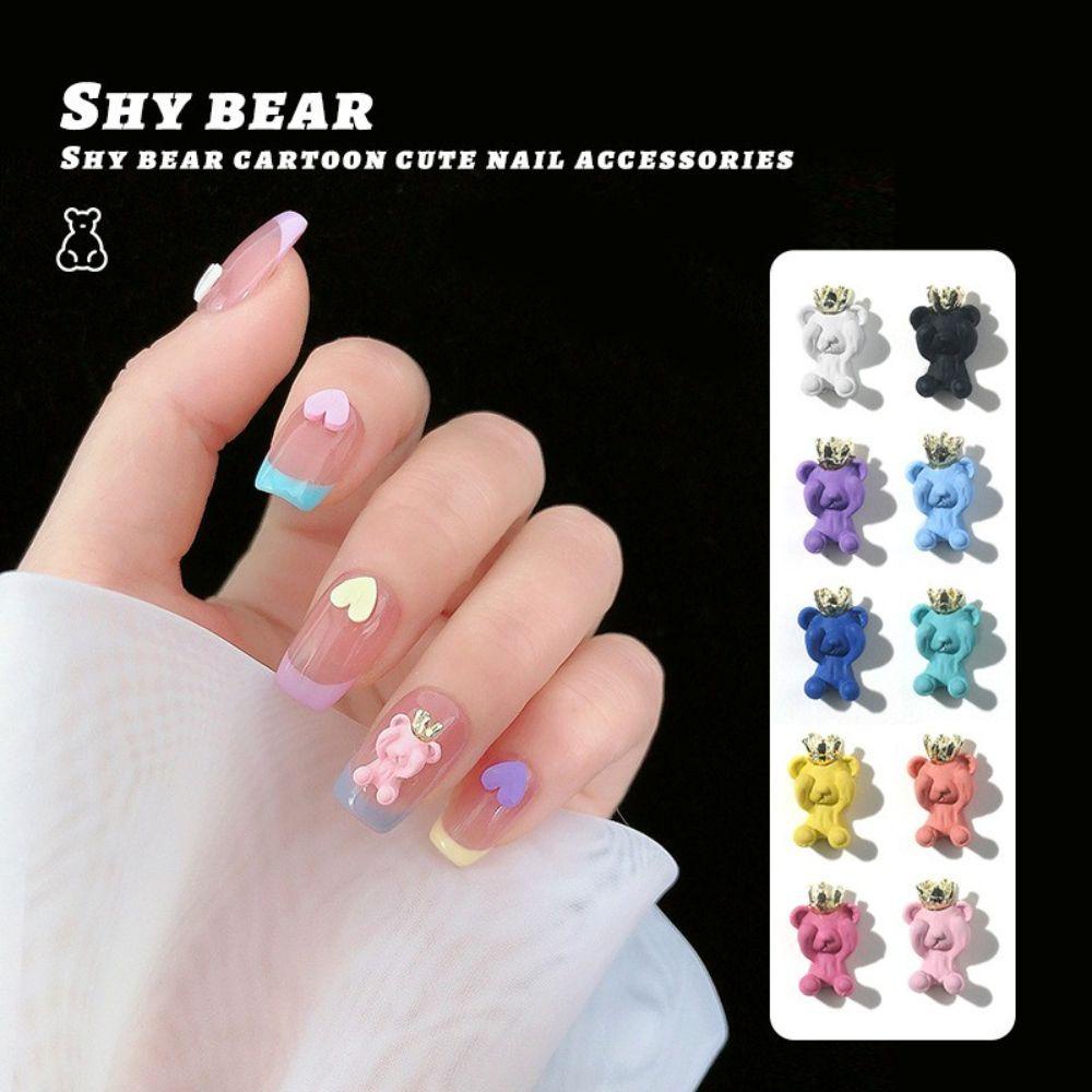 Vật Liệu Trang Trí Móng Tay 3D Bằng Kim Loại Hình Gấu Xinh Xắn