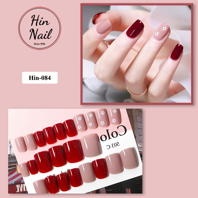 móng giả vuông kèm keo họa tiết 3D Hin Nail