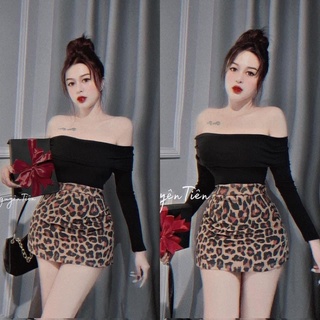 Set váy hotgirl ❤ ❤ freeship ❤ ❤ set áo trể vai phối chân váy beo dày dặn
