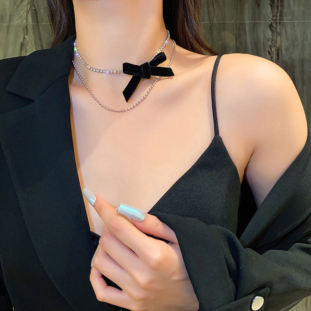 CHOKER NƠ CAO CẤP XINH ĐẸP CHO NỮ DÂY CHUYỂN VÒNG CỔ NƠ ĐÁ LẤP LÁNH SIÊU SANG TRANG SỨC NO.93 JEWELRY