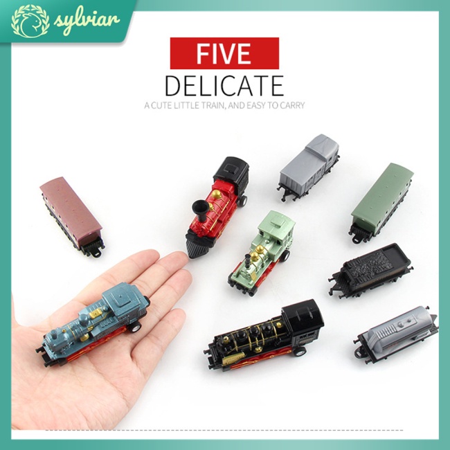 Set 4 Mô Hình Xe Lửa Hơi Nước Mini Bằng Hợp Kim Dành Cho Trẻ Em