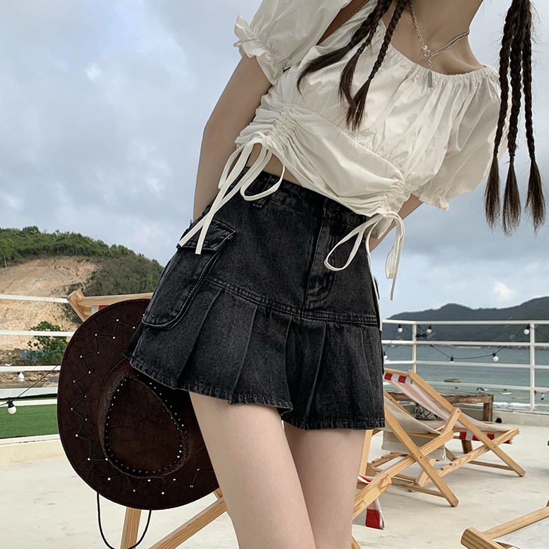 Cocory vn Chân váy xếp ly chữ A phong cách vintage thời trang cho nữ