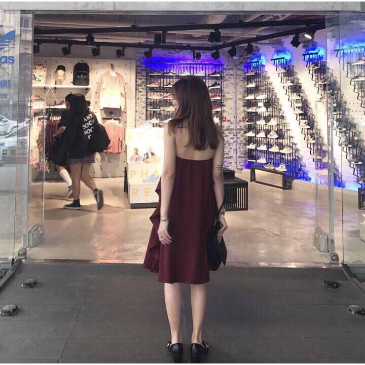 DS222 - Đầm Suông Cổ Yếm Phối Bèo Ngực ( Có Kèm Mút Ngực ) | BigBuy360 - bigbuy360.vn