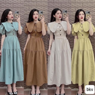 Set váy cổ sen dáng tiểu thư siêu xinh