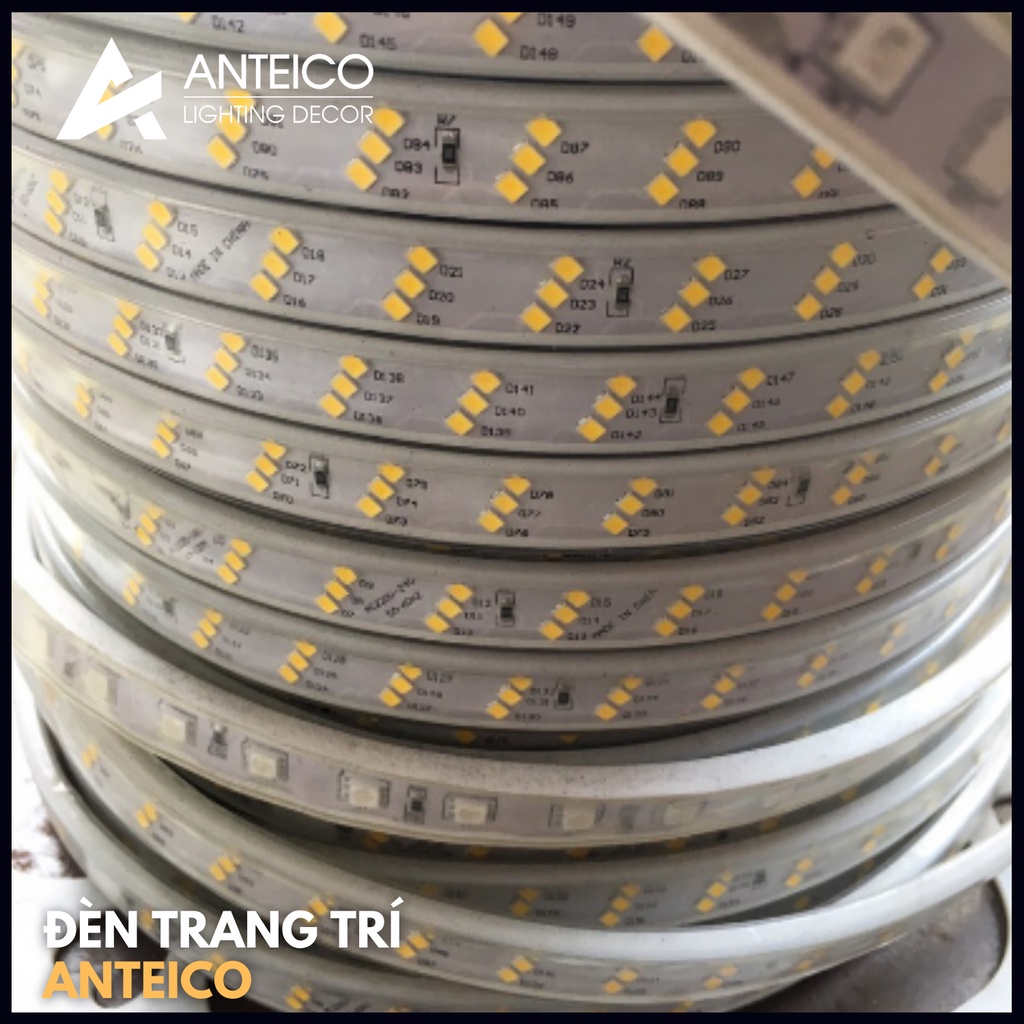 Led dây siêu sáng siêu bền  3 hàng lõi đồng xin đèn chip 2835 ánh sáng vàng / trắng giá 1m Anteico Lighting