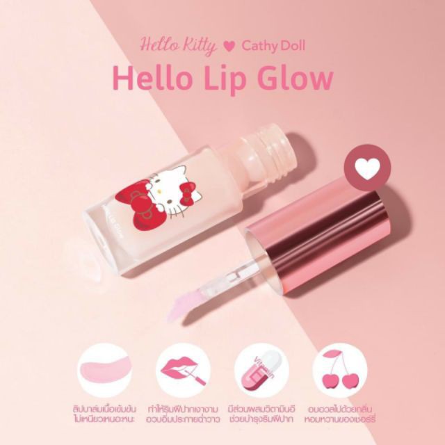 Cathy Doll Hello Kitty Hello Lip Glow 4g Son bóng Hello Kitty Cathy Doll Hello Lip Glow 4g