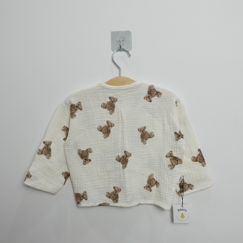 (Hàng thiết kế) Áo khoác mỏng hoạ tiết gấu nâu dễ thương cho bé_Haaro Babies_Baby Bear Cardigan