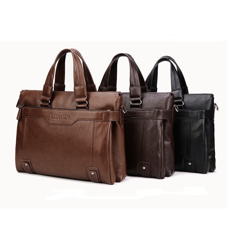 Túi Xách Da Nam Công Sở Leinasen. (size: 40x30x10cm. Da Bò Cao Cấp) Túi Đeo Chéo, Túi Đựng Laptop