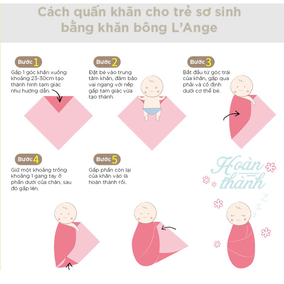 Khăn tắm vải bông 3 lớp cho bé L'ANGE 90x90cm, set 2 khăn tắm bông tự nhiên - Monnie Kids