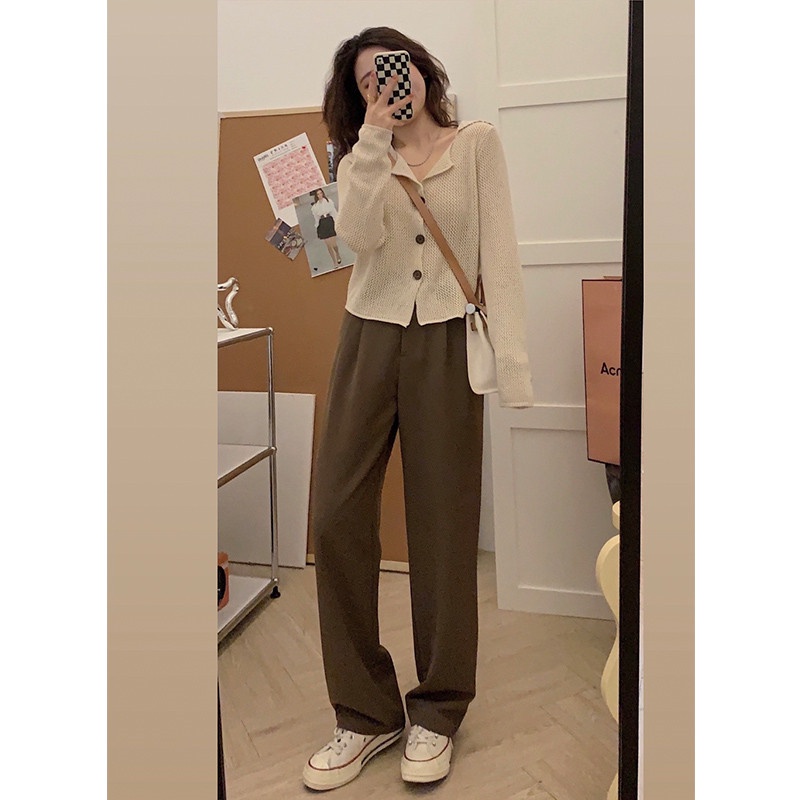 Áo cardigan dệt kim Quảng châu cao cấp màu kem chất đẹp len mỏng phong cách Hàn Quốc Kozoda AC30