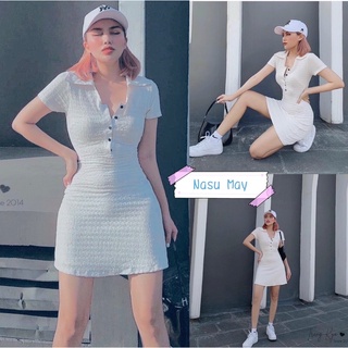 Váy Polo Xốp Body Cổ Bẻ 🦋 Đầm Nữ Trắng Chữ A Cúc Cài Hot 🦋