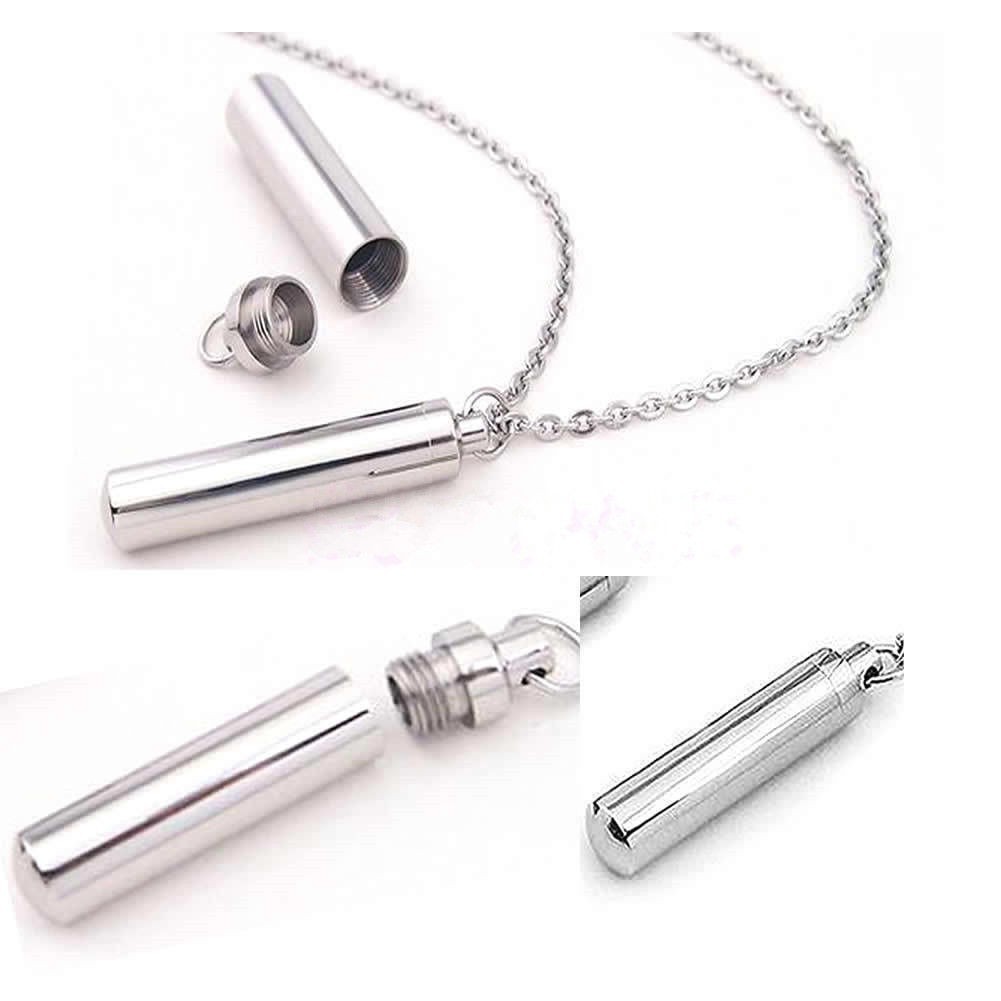 Dây chuyền có mặt dây hình ống đựng tro bằng thép không gỉ