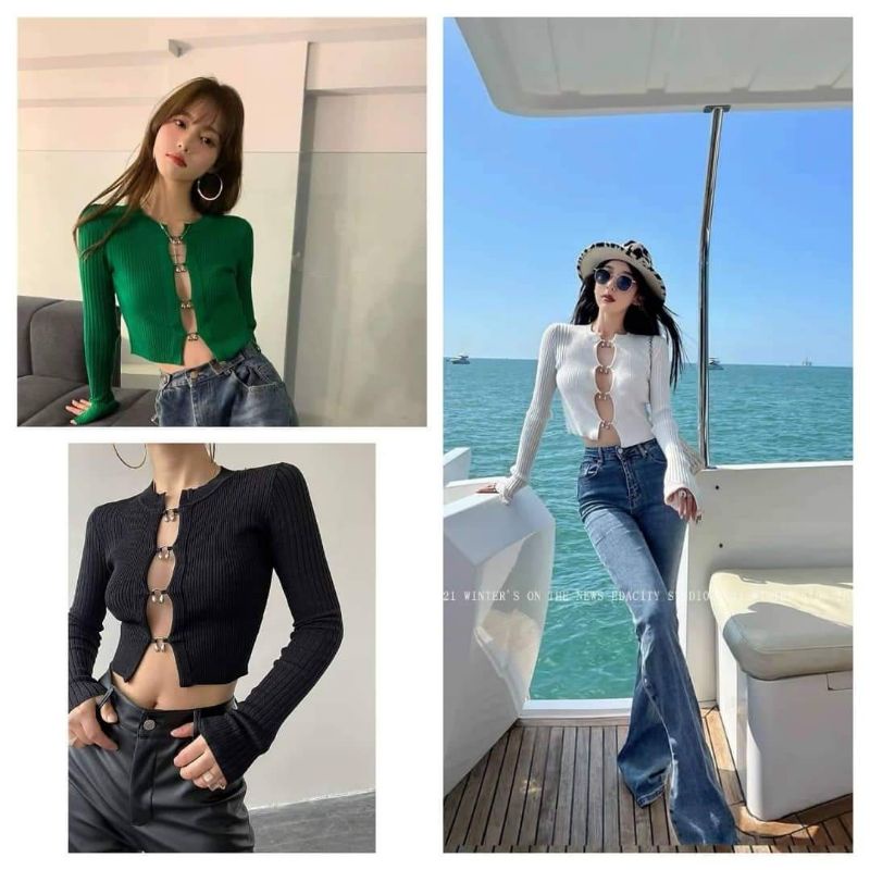 Áo len khuy móc hàng QC