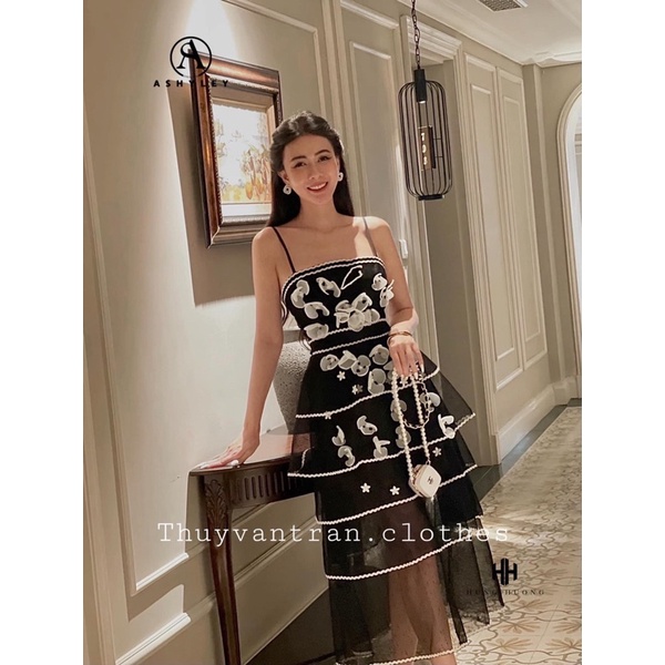 Váy 2 dây kết hoa 5 tầng