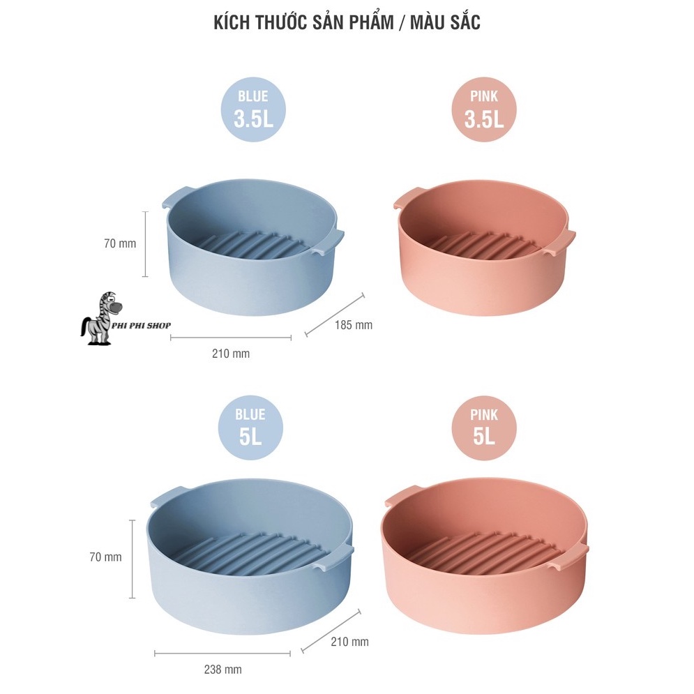 Khay silicone Lock&Lock dùng cho nồi chiên không dầu 3.5L 5L