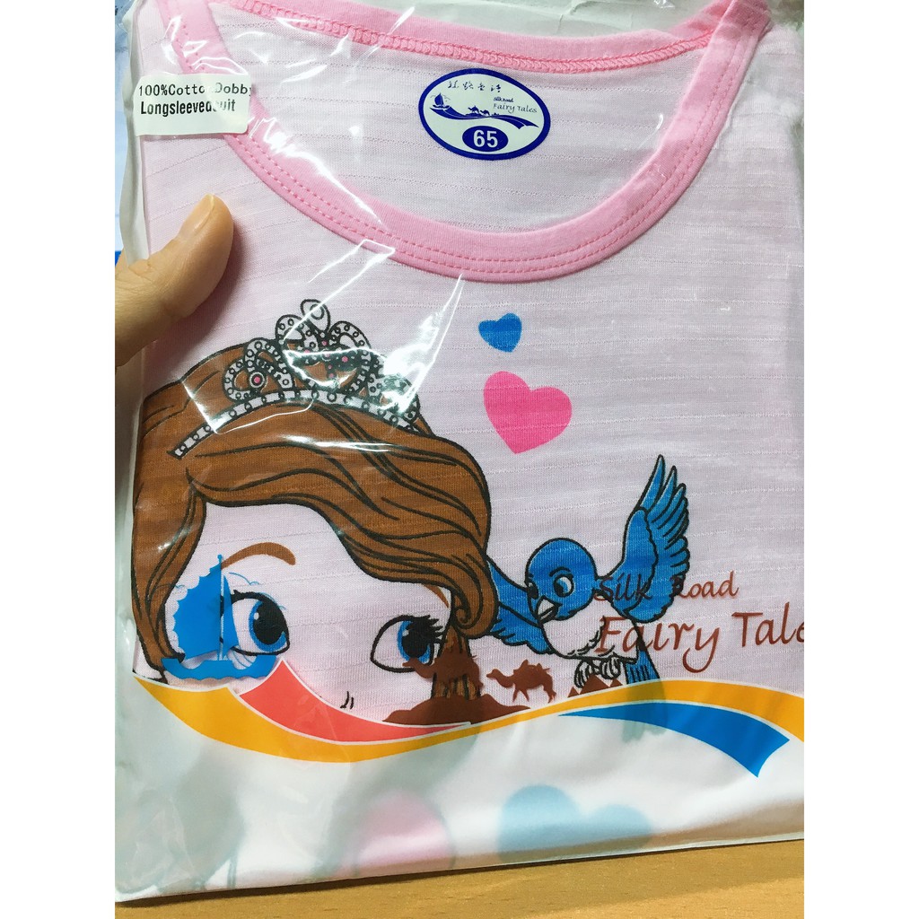 Đồ bộ dài tay cotton tre cho bé gái | Chất cotton tre mềm mịn, mát lạnh