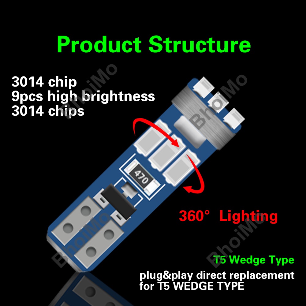 Đèn Led Trang Trí Bảng Điều Khiển Xe Hơi 2021 T5 W3W 3014 17 73 74 27 21 6000k T5 Dc