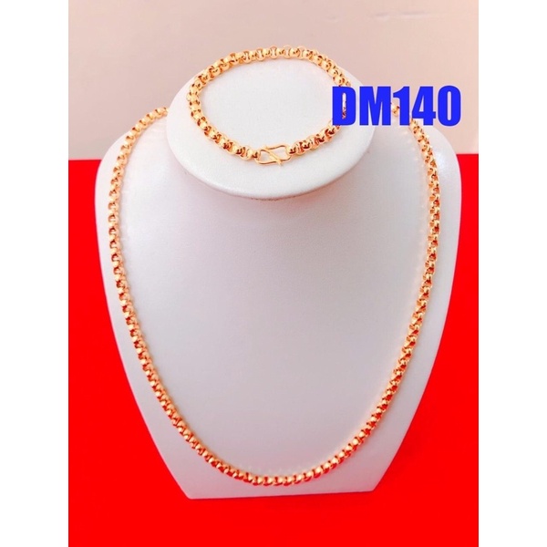 bộ dây chuyển và lắc tay mạ vàng bản 1 cây