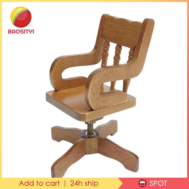 [Baosity 1] Mô Hình Ghế Bành Mini Bằng Gỗ Tỉ Lệ 1 / 12 Trang Trí Phòng Khách Búp Bê