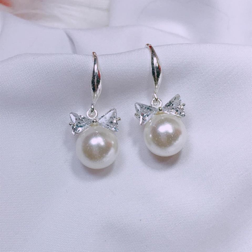 Bông tai nữ đẹp bạc thật sáng đẹp bền, an toàn sử dụng, Khuyên tai móc câu/ trang sức bạc JQN