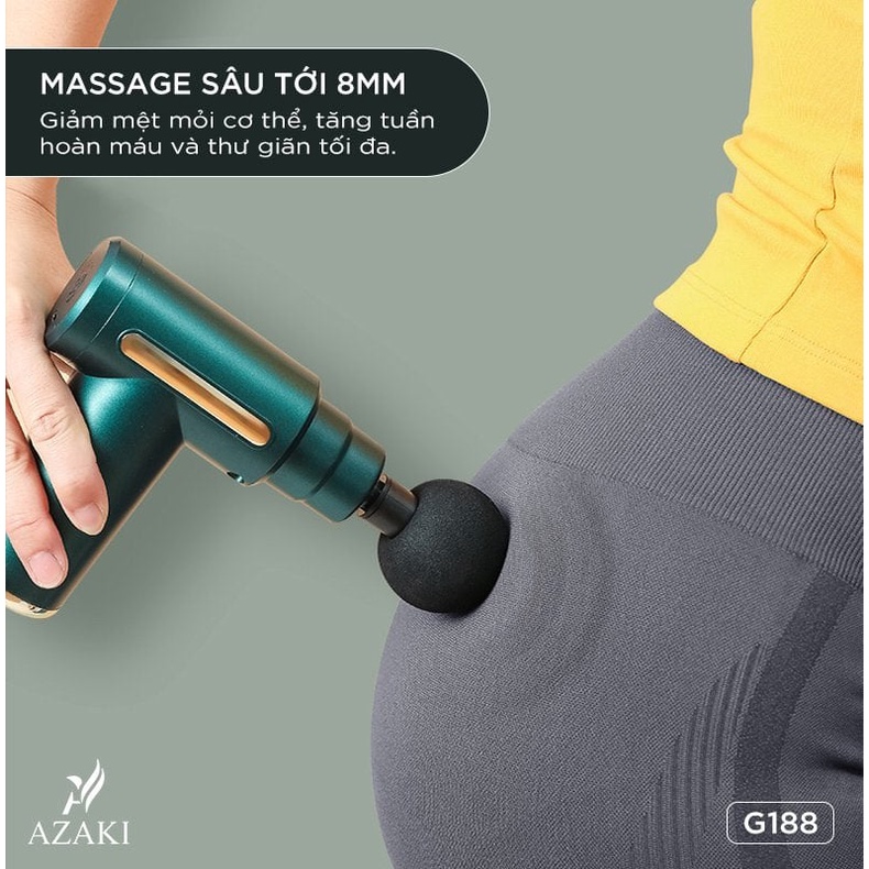 Máy massage cầm tay mini đa năng, Súng massage trị liệu 4 đầu 6 chế độ trị đau giãn cơ bắp - BH 12 tháng