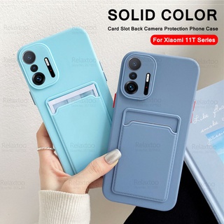 Ốp điện thoại silicon có khe đựng thẻ bảo vệ camera dành cho Xiaomi 11T Pro Xiaomi11T Mi 11 T Xiomi Mi11T 11TPro