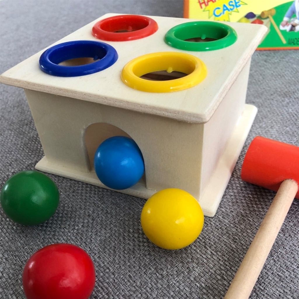 [Mã LIFE1003ALL giảm 10% đơn 50K] Hộp đập bóng đồ chơi gỗ giúp bé luyện tay, nhận biết màu sắc