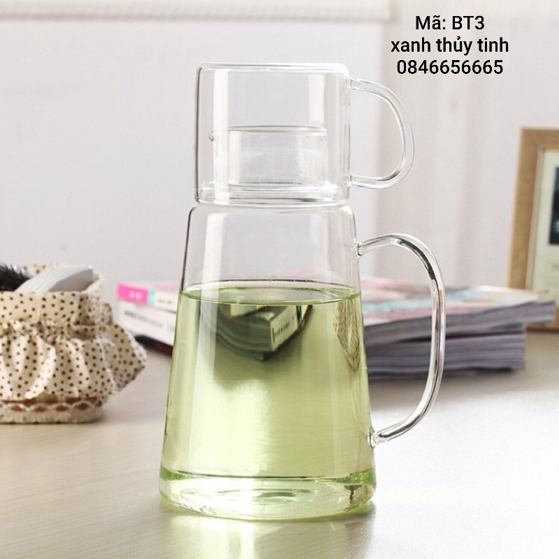 Bình thủy tinh nắp cốc 2 trong 1(có cốc úp)