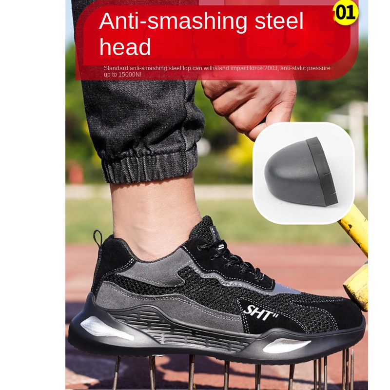 Giày Thể Thao Siêu Nhẹ Bảo Vệ An Toàn Mũi Thép Chống Đâm Thủng Chống Va Chạm Khử Mùi Thoáng Khí