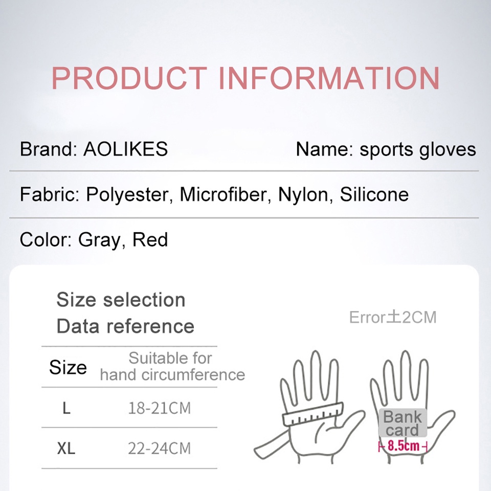 Đôi găng tay nửa ngón AOLIKES nâng tạ tập thể thao chuyên dụng