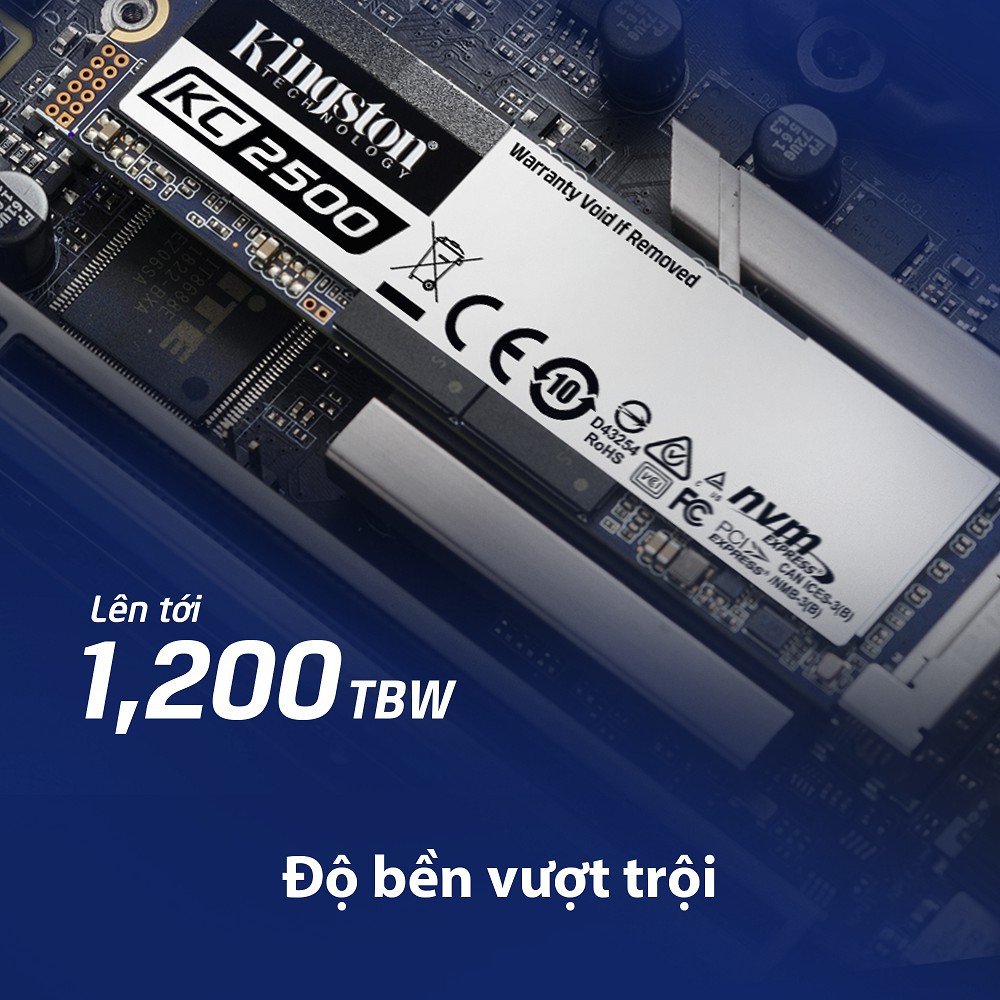 Ổ cứng SSD Kingston 250Gb KC2500 M.2 2280 NVME PCIe Đọc 3500MB/s - Ghi 2500MB/s -SKC2500M8/250G