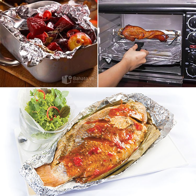 Cuộn giấy bạc bọc để nướng, giữ nhiệt thức ăn, màng nhôm bọc thực phẩm an toàn
