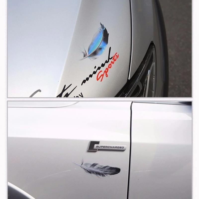 Mới Sticker Dán Xe Hơi Hình Lông Vũ 3D