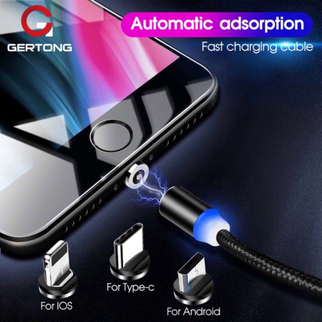 FREESHIP TOÀN QUỐC TỪ 50k_COMBO 1 dây+ 3 đầu sạc nam châm iphone - Type C - micro USB dây dù xoay 360 độ cao cấp