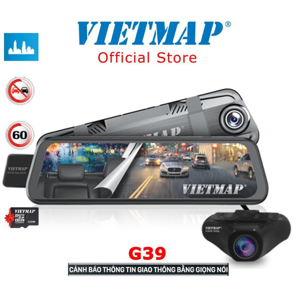 VIETMAP G39 - Thẻ 32GB - Camera Hành Trình Ô Tô Màn Hình Gương Tràn Viền - Hàng Chính Hãng