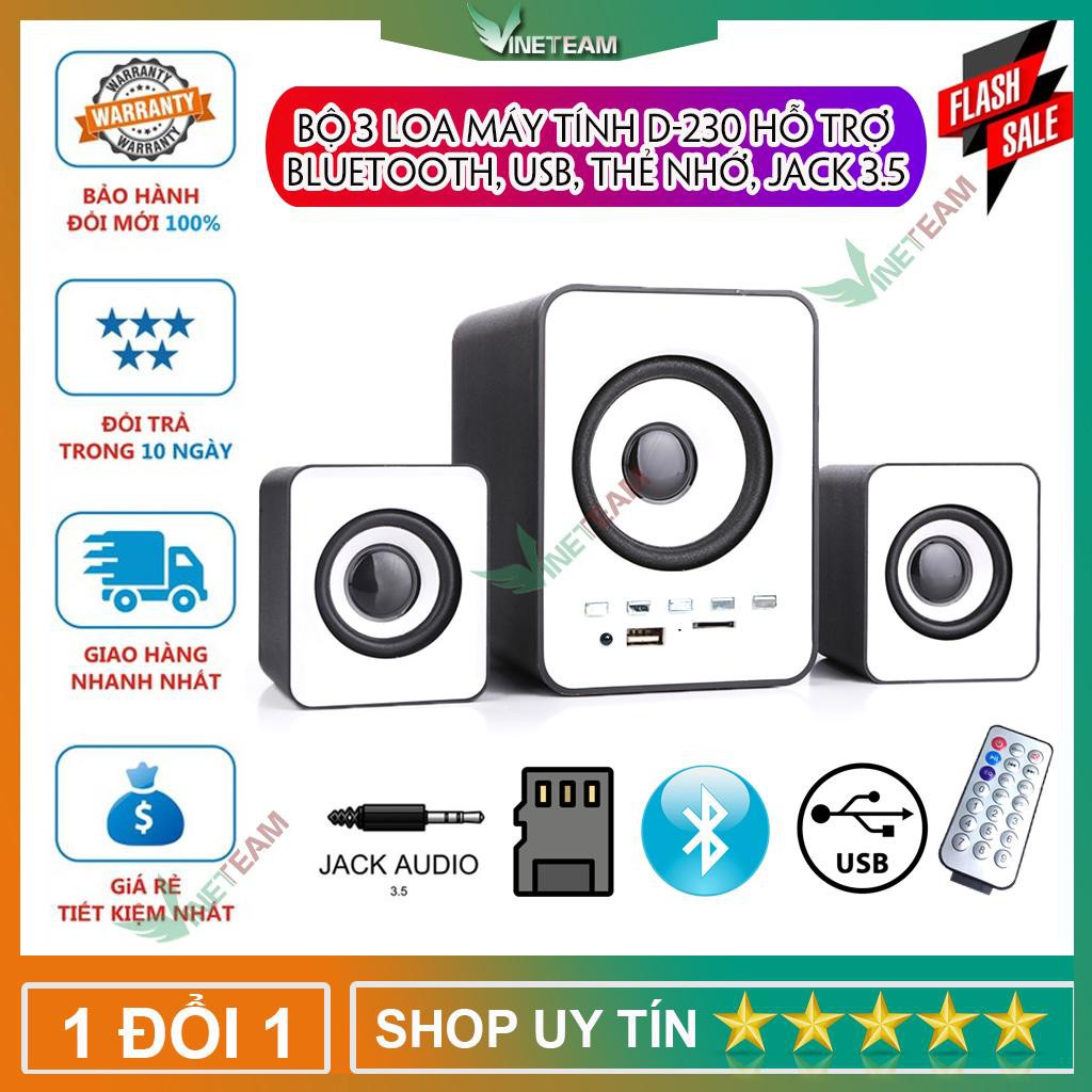Bộ 3 Loa Máy Tính D-230 Hỗ Trợ Bluetooth, USB, thẻ nhớ, jack 3.5 -dc4032
