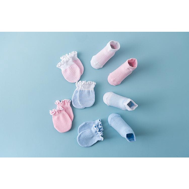 Set bao tay chân len chun mềm cho bé sơ sinh