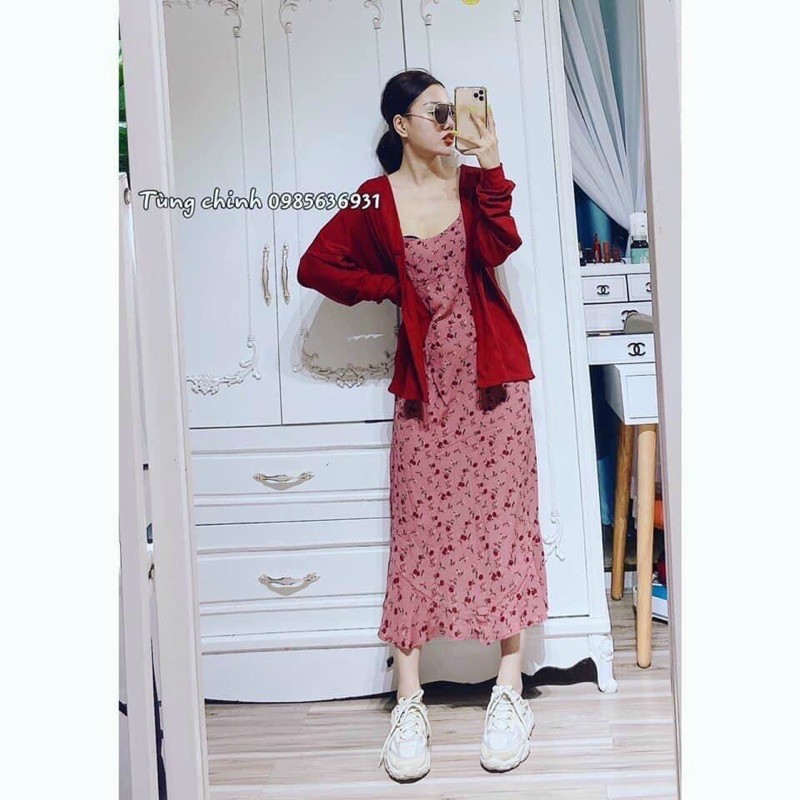 SET ĐẦM CHERRY KÈM KHOÁC (KÈM CLIP)