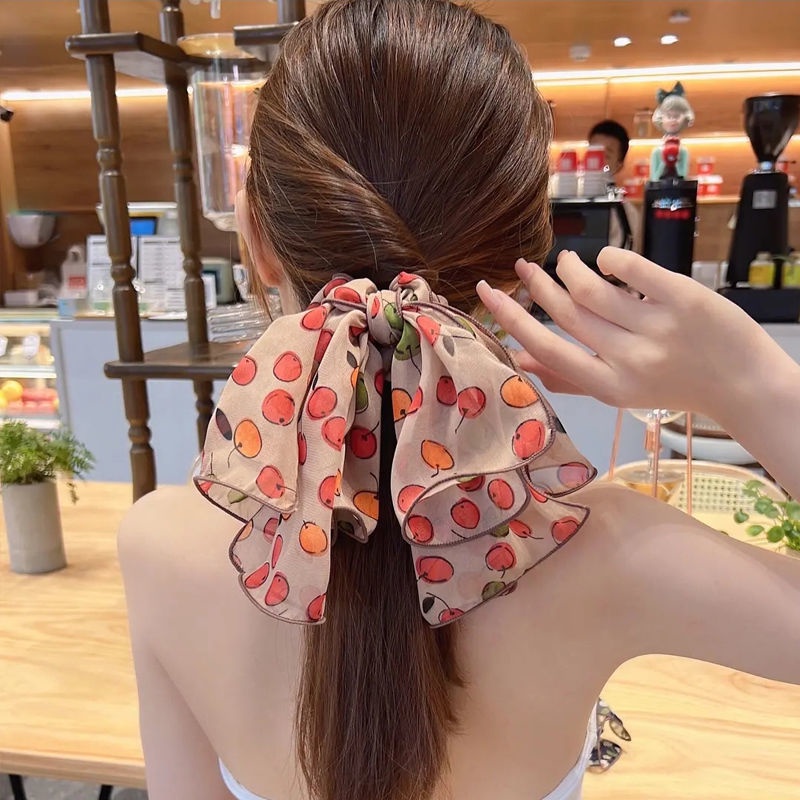 Dây Cột Tóc Cao Su Phối Lưới Phong Cách Hàn Quốc Thời Trang Cho Nữ