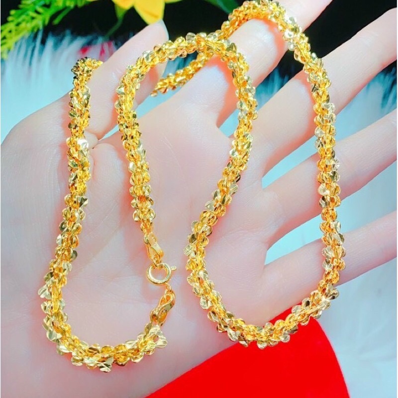 𝗗𝗮̂𝘆 𝗰𝗵𝘂𝘆𝗲̂̀𝗻 xoắn hoa mai mạ VÀNG 18k không đen bền màu có khắc ký hiệu italy DVHM