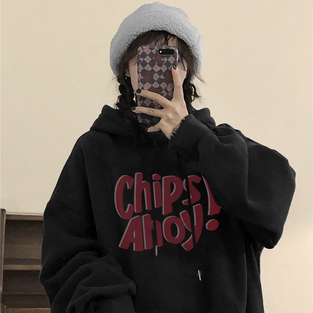 Áo Hoodie Dáng Rộng Thời Trang Mùa Đông Hàn Quốc Dành Cho Nữ