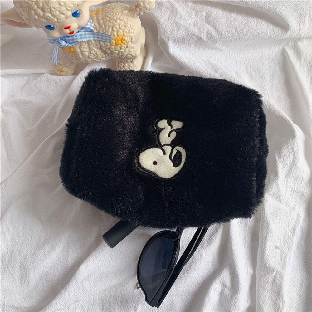 Somedayzl Túi Đựng Mỹ Phẩm / Đồ Trang Điểm Bằng Polyester Xếp Ly Màu Trơn Hình Hoạt Hình Snoopy Dùng