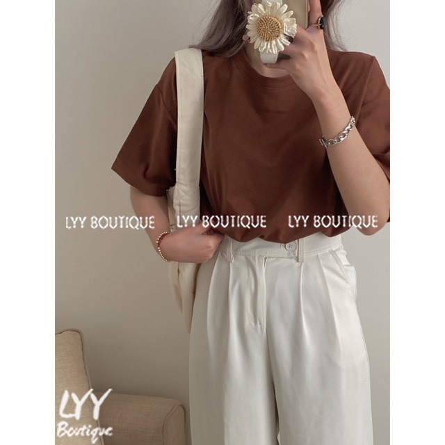Áo phông nữ trơn cổ tròn màu VINTAGE dáng áo thun ngắn tay cotton freesize thoáng mát LYY BOUTIQUE | BigBuy360 - bigbuy360.vn