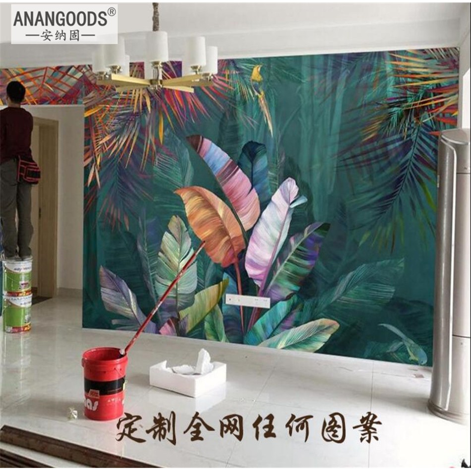 Giấy Dán Tường Họa Tiết Lá Chuối 3D Hiện Đại Phong Cách Bắc Âu Trang Trí Nhà Cửa