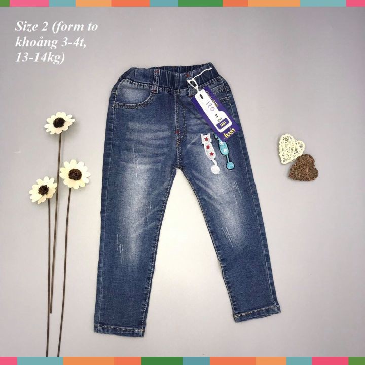 [Sale Hàng Lẻ Size] Quần Jean Dài Bé Gái, Hàng Made In VN, Chất Co Giãn, Mặc Lên Rất Thoải Mái