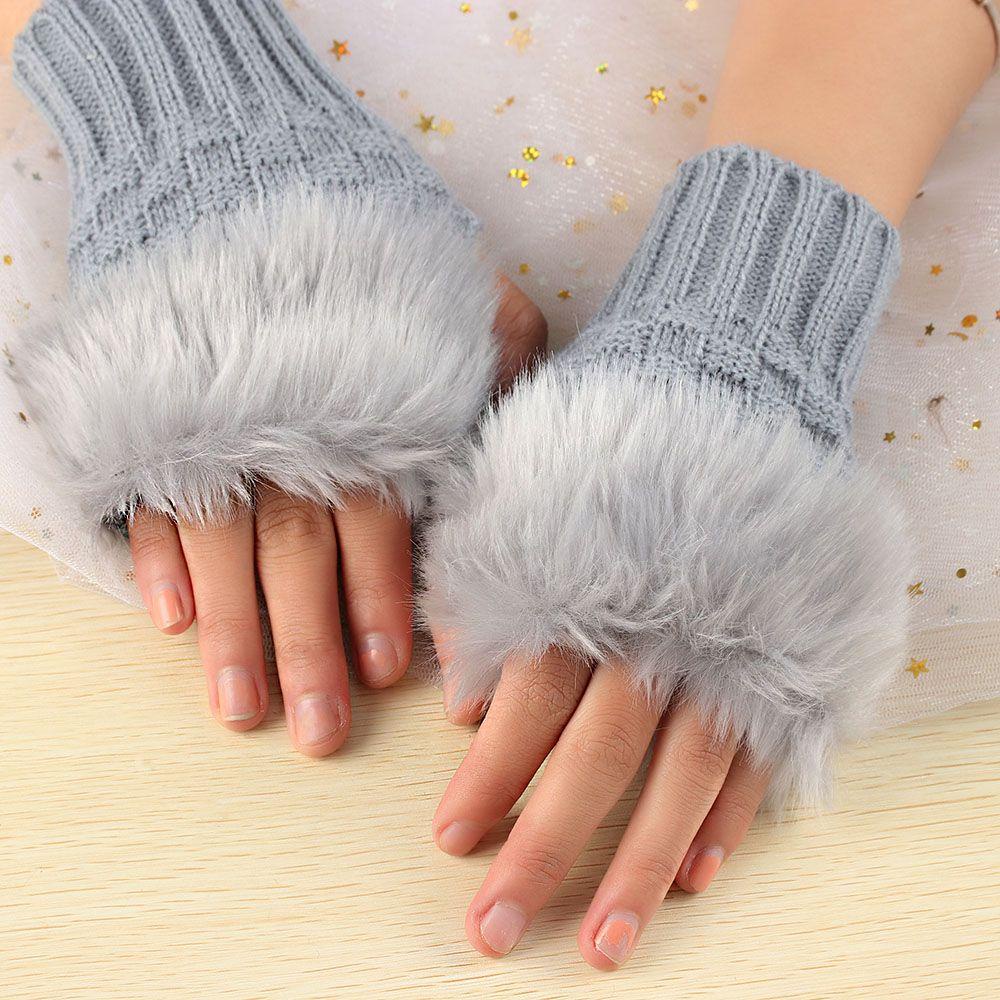 SOFTNESS Đôi Găng Tay Len Hở Ngón Giữ Ấm Mùa Đông