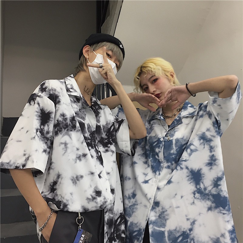 Áo sơ mi nam nữ họa tiết TIE DYE WASH LOANG cổ đan ton vải Lụa thoáng mát, thấm hút, không nhăn form rộng