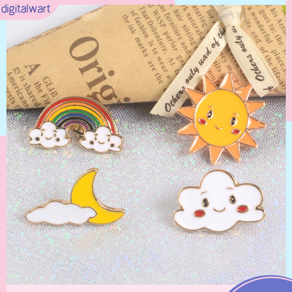 Huy hiệu cài áo họa tiết mặt trăng và mặt trời hoạt hình đáng yêu