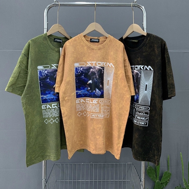ÁO THUN TAY LỠ COTTON WASH STORM FORM UNISEX NAM NỮ (kèm ảnh thật)