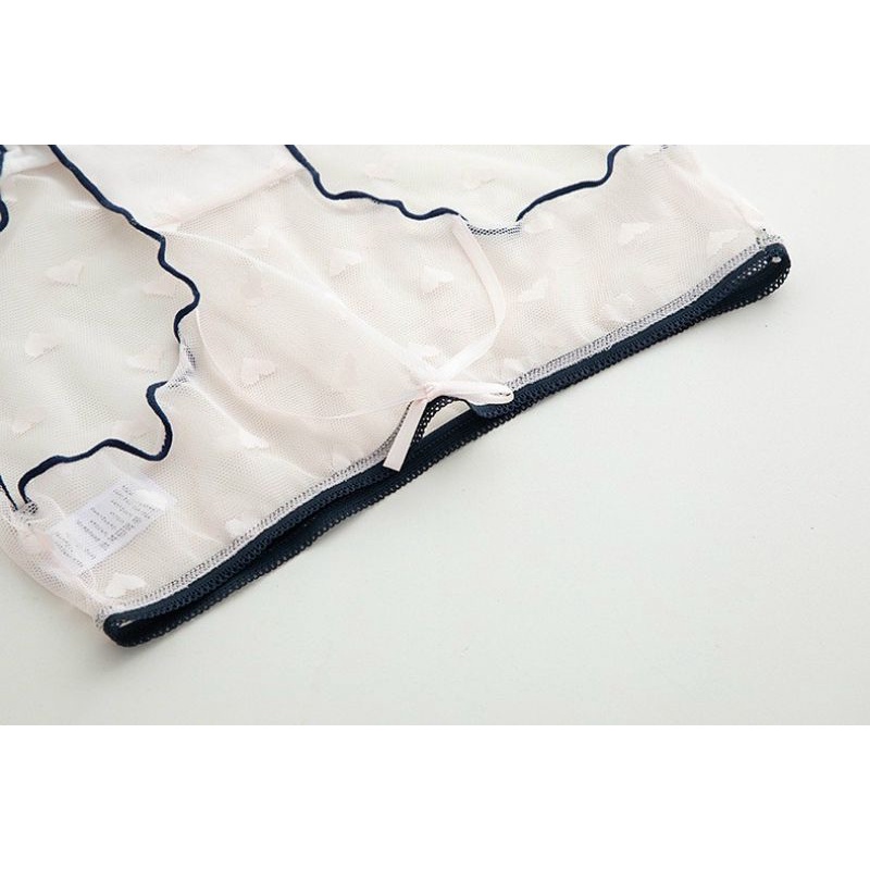 Quần Lót Ren Mỏng Siêu Sexy Phối Nơ Cạp Kèm Hoạ Tiết Trái Tim h006